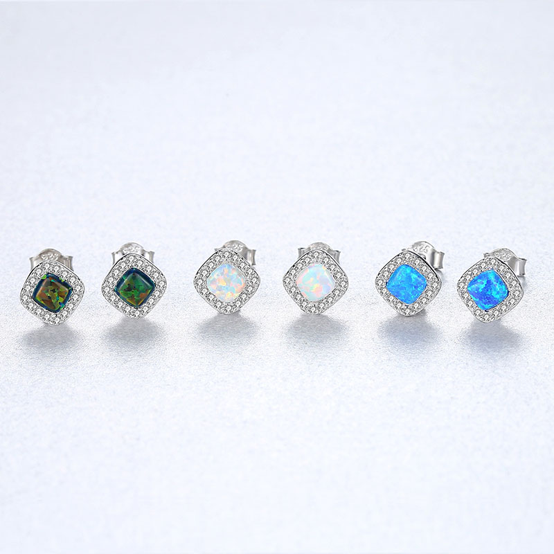 Wholesale Fashionable Opal Studs With Zircon Earrings S925 Silver