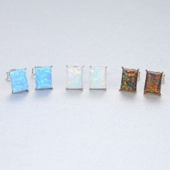 Wholesale Rectangular Earrings S925 Silver Earrings Opal Fashion