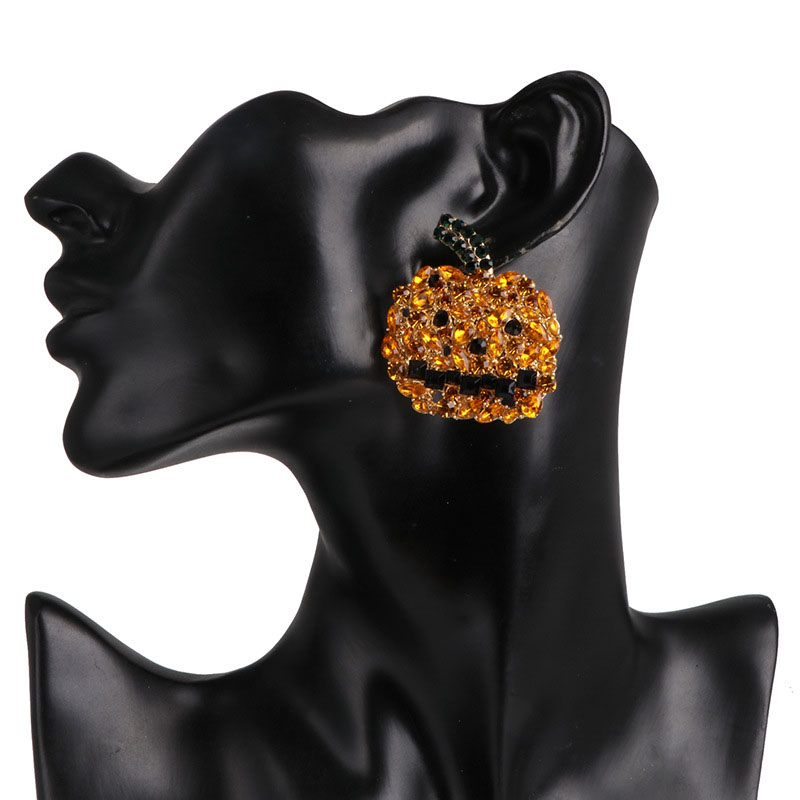 Hip-hop Trendy Halloween Orange Pumpkin Ghost Combination Earrings Manufacturer