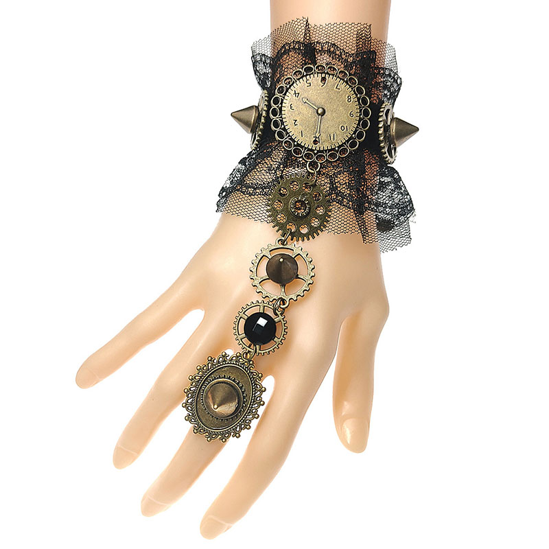 Wholesale Lace Gear Clock Ring One Piece Chain Halloween Vintage Bracelet