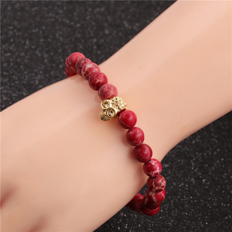 Halloween 8mm Emperor Stone Skull Bracelet Manufacturer