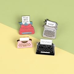 Cartoon Enamel Typewriter Retro Punk Fax Machine Brooch Halloween Manufacturer