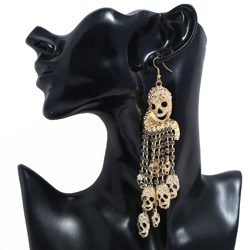 Exaggerated Halloween Skull Tassel Earrings Manufacturer