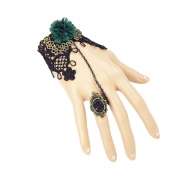 Wholesale Vintage Gothic Black Lace Bracelet Ring Set Halloween