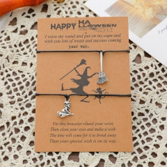 Wholesale Dancing Witch Halloween Personalized Broomstick Witch Woven Bracelet Set Of 2