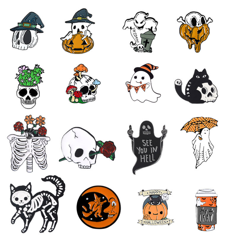 Wholesale Halloween Set Of 16 Pieces Brooches