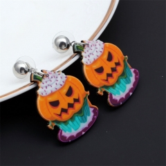 Wholesale Halloween Acrylic Spider Ghost Personalized Cat Pumpkin Cartoon Earrings