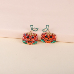 Personalized Hip-hop Trendy Halloween Orange Pumpkin Ghost Combination Earrings Manufacturer