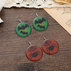 Wholesale Halloween Earrings Personalized Acrylic Plate Spider Bat Print