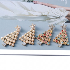 Wholesale Creative Christmas Halloween Diamond-set Christmas Tree Alloy Earrings