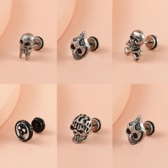 Wholesale Gothic Personality Retro Skull Earrings Fashion Stainless Steel