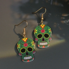 Popular Halloween Colorful Skull Fashion Acrylic Plate Punk Earrings Manufacturer
