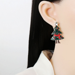 Wholesale Creative Christmas Halloween Alloy Earrings With Diamonds Christmas Tree