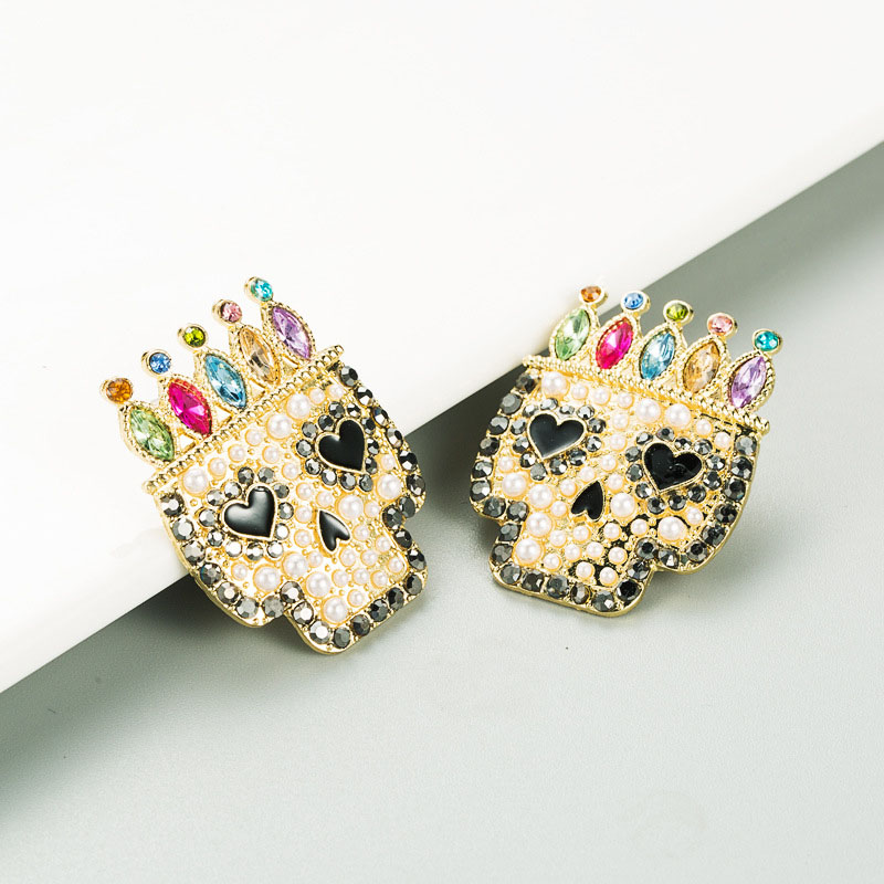 S925 Silver Pin Alloy With Diamonds Acrylic Skull Earrings Halloween Manufacturer