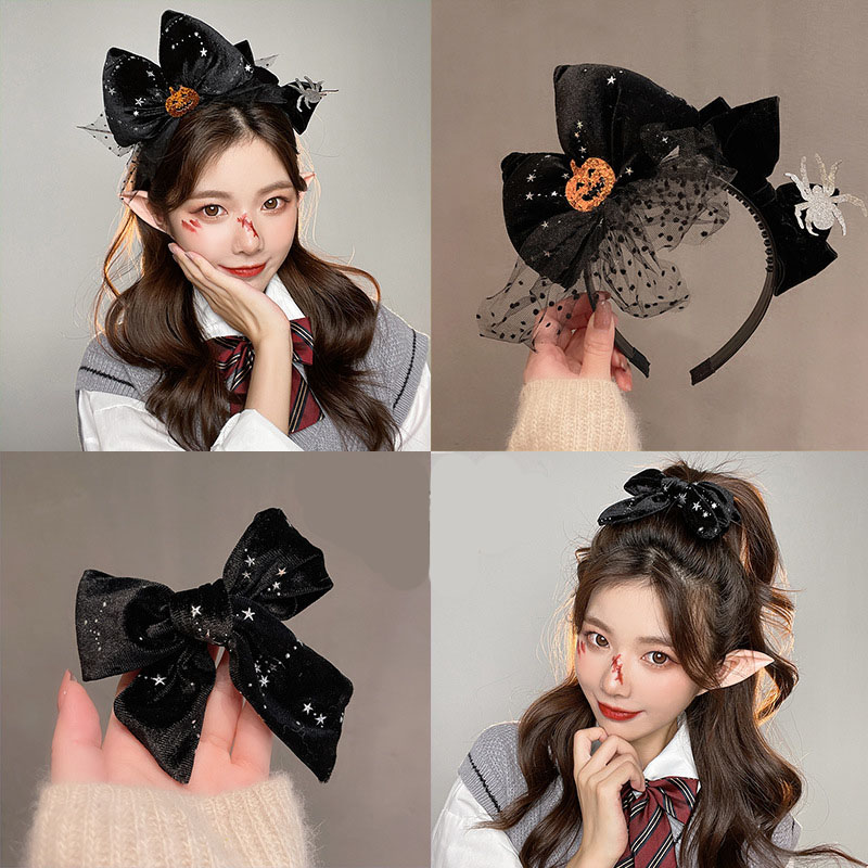 Wholesale Halloween Pumpkin Black Bow Hair Band Cute Versatile Children