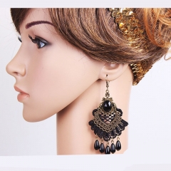 Halloween Black Lace Necklace Earrings Set Vintage Manufacturer