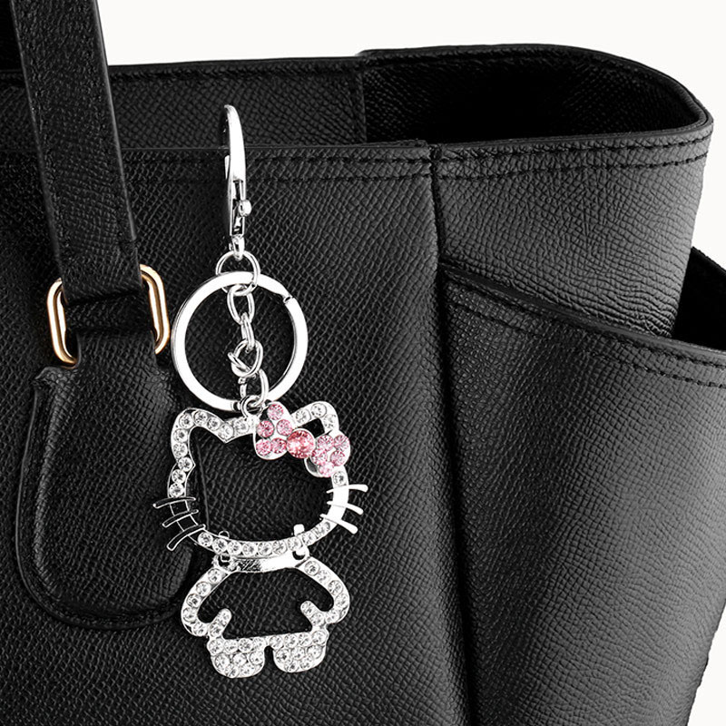 Rhinestone Cat Car Keychain Metal Package Pendant Korean Version Manufacturer
