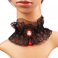 Gothic Lace Necklace Black Lace Blood Skull Halloween Manufacturer