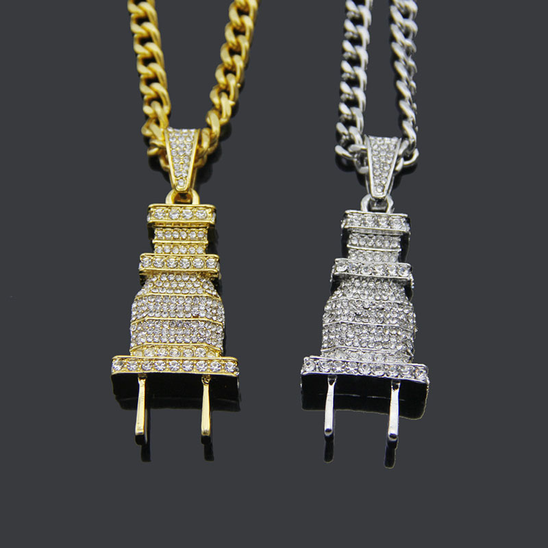 Hip Hop Rap Full Diamond Plug Pendant Fashion Men's Necklace Manufacturer