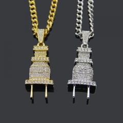 Hip Hop Rap Full Diamond Plug Pendant Fashion Men's Necklace Manufacturer