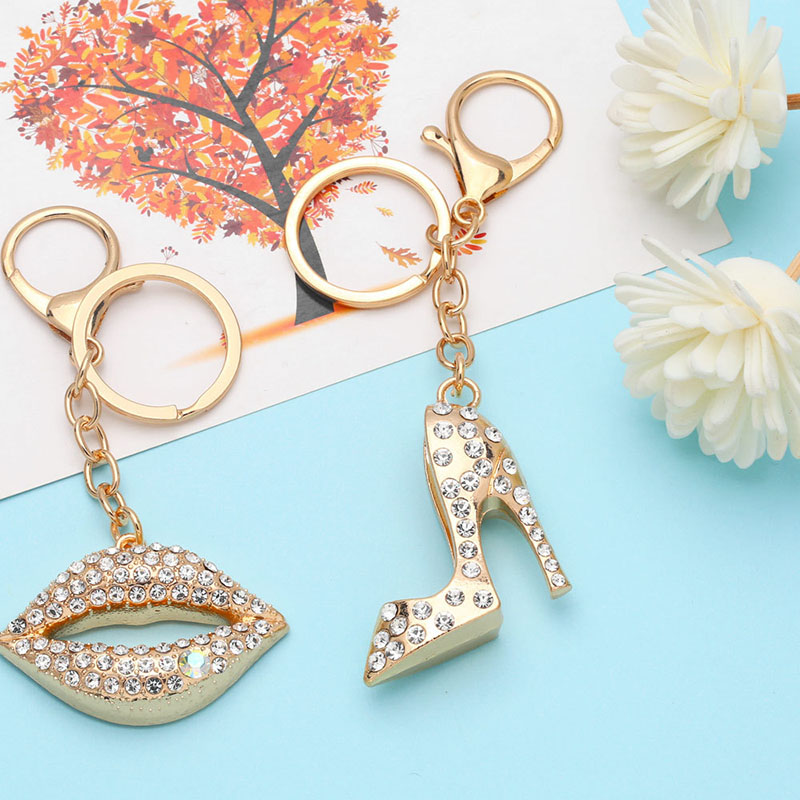 Wholesale Alloy Drilling Lips High Heels Keychain Pendant