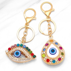 Wholesale Colorful Rhinestone Devil's Eye Metal Keychain Charm