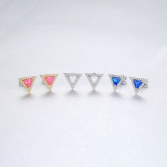 Wholesale S925 Silver With Triangle Opal Earrings Korean Minimalist Design