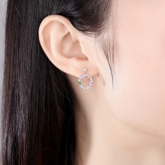 Wholesale Colorful Round Square Earrings S925 Silver Earrings
