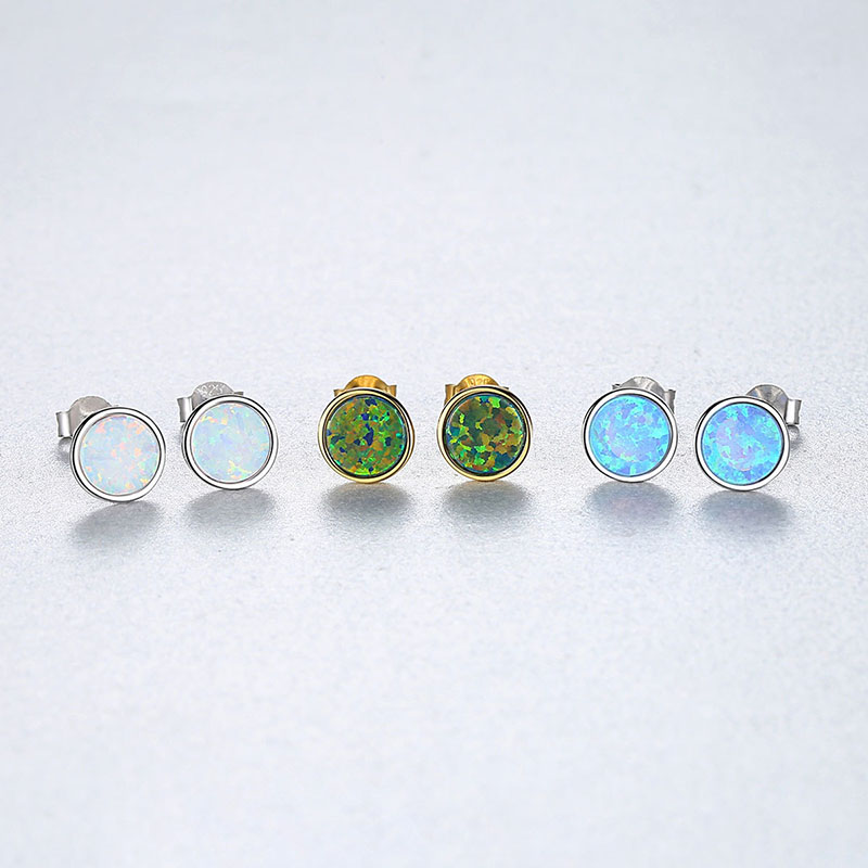 Wholesale Korean Version Of The Simple Fashion  Round S925 Silver Earrings Opal Earrings