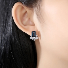 Wholesale London Blue S925 Silver Earrings Colored Gemstones
