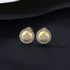 Wholesale Full Diamond Earrings Round S925 Silver Earrings Geometric Minimalist Fashion