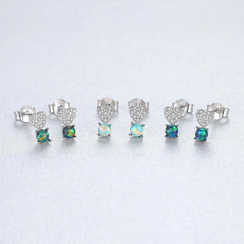 Wholesale S925 Silver Opal Earrings Heart
