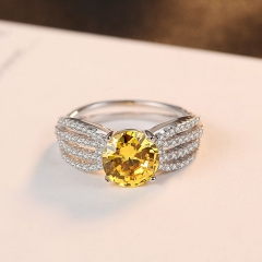 Wholesale S925 Silver Ring With Citrine Atmospheric Temperament