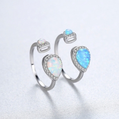 Wholesale Sterling Silver S925 Opal Ring Opening Adjustable