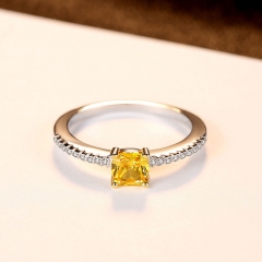 Wholesale S925 Sterling Silver Ring Full Of Diamonds Closed Ring With Citrine Japanese And Korean Sweet