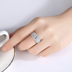 Wholesale Full Diamond Wide Face S925 Silver Ring With Egg-shaped Ring