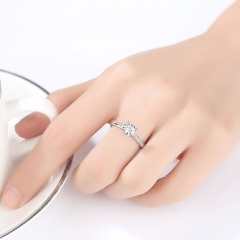 Wholesale 925 Silver Ring With Diamond Four Claw Single Row Diamond Wedding Ring Japan And Korea