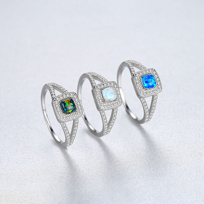 Wholesale S925 Silver Ring With Zirconia Opal Finger Ring