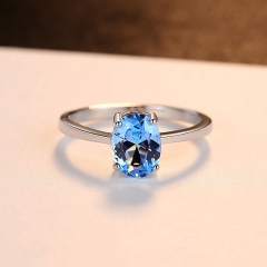 Wholesale Set Sky Blue Topaz Korean Simple 925 Sterling Silver Pigeon Egg Ring