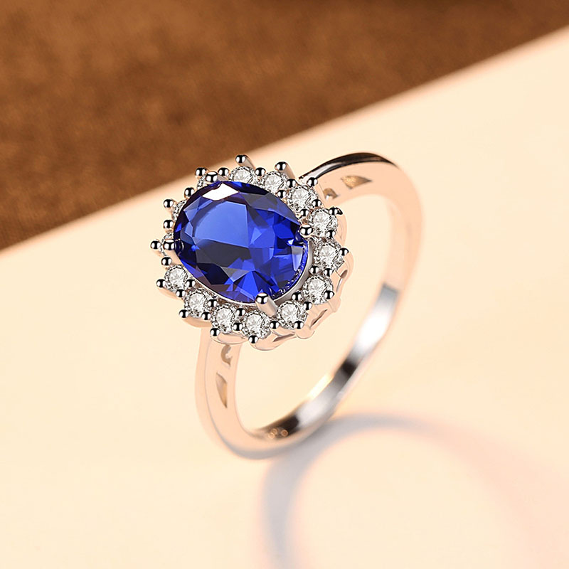 Wholesale S925 Silver Kashmir Sapphire Temperament Personality Ring