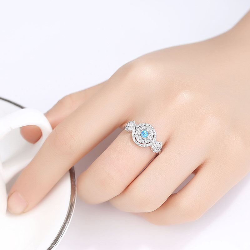 Wholesale S925 Silver With Zircon Australian Treasure Finger Ring Simple Raising Ear Hole Commuting