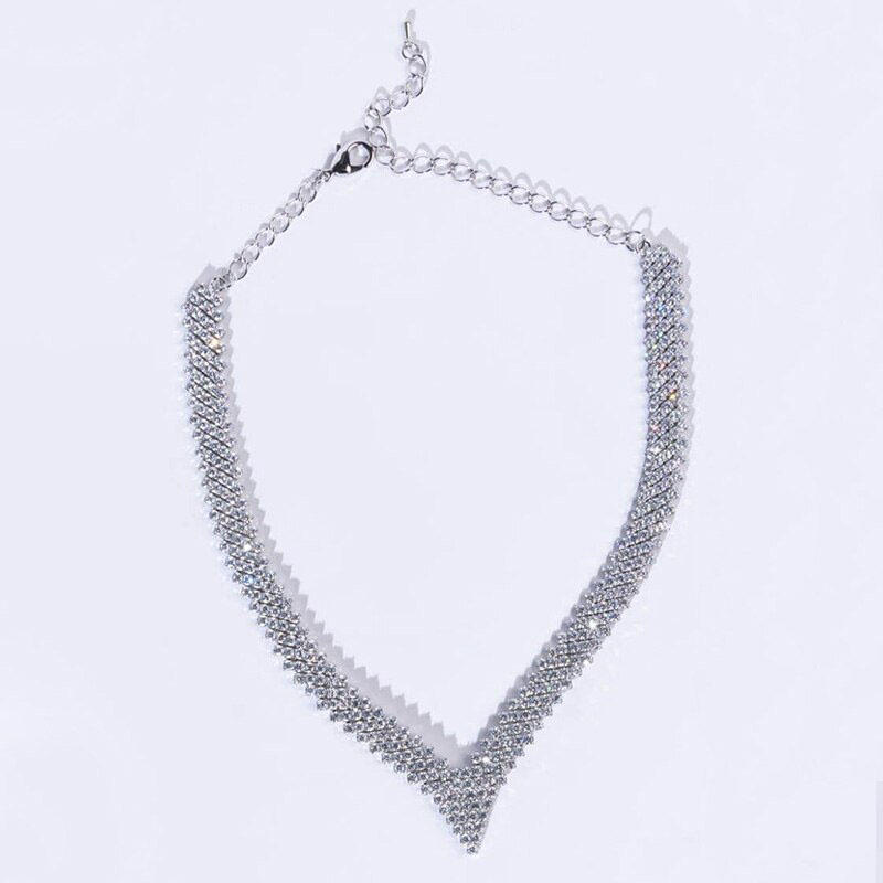 Exaggerated Personality Rhombus Necklace Party Party Rhinestone Manufacturer