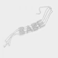 Babe Letter Necklace Exaggerated Rhinestone Collarbone Chain Fashion Manufacturer