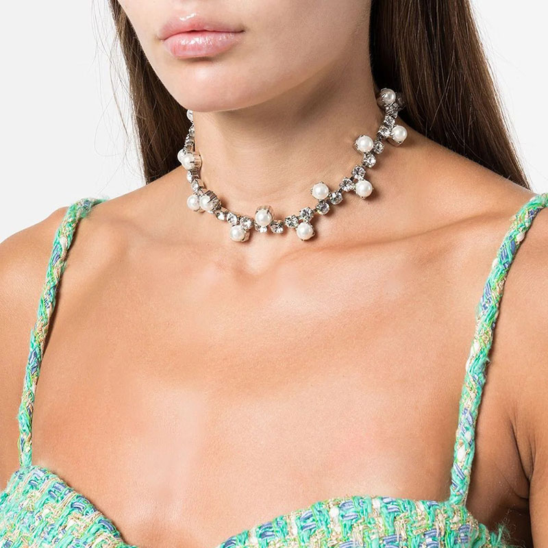 Pearl Necklace Fashion Shiny Rhinestone Necklace Supplier