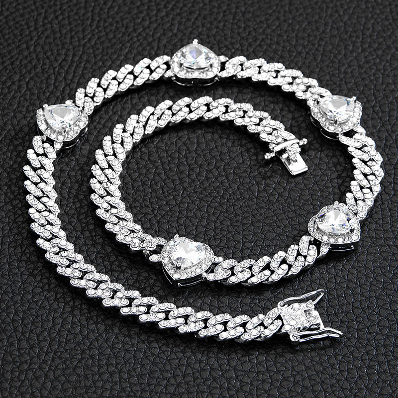 Wholesale Hip Hop Love Zirconia Cuban Chain Necklace