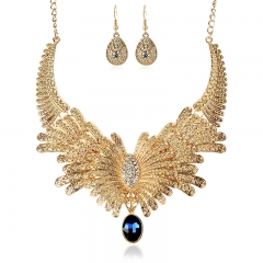 Wholesale Jewelry Vintage Diamond And Gemstone Drop Earrings Necklace Set