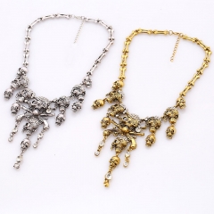 Wholesale Jewelry Vintage Skull Tassel With Diamond Clavicle Chain Sweater Chain Necklace