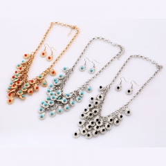 Wholesale Jewelry Multi-layer Teardrop Tassel Resin Rice Bead Necklace