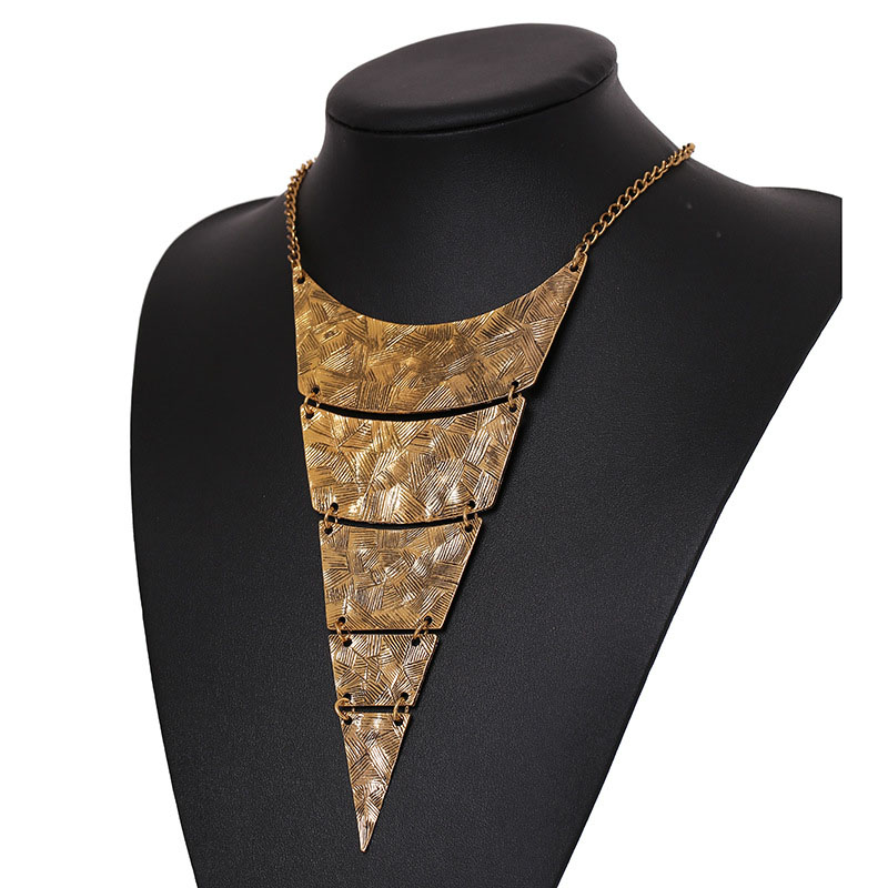Wholesale Jewelry Geometric Triangle Multi-layered Fashion Exaggerated Vintage Necklace