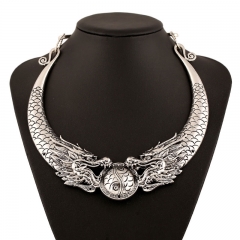 Wholesale Jewelry Atmospheric Double Dragon Play Bead Texture Ethnic Style Exaggerated Vintage Necklace